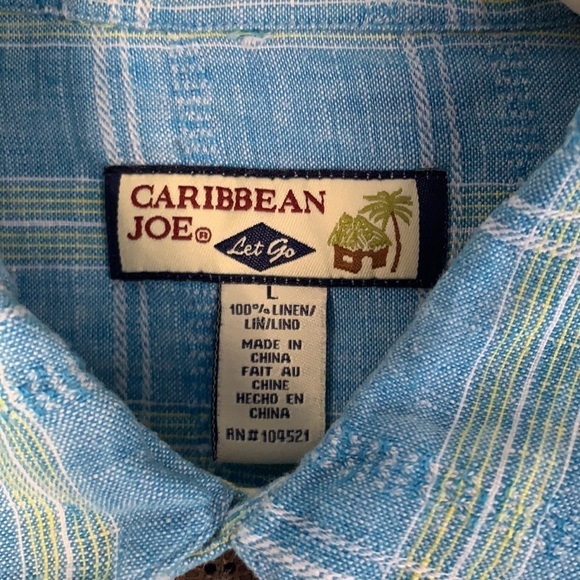 Caribbean Joe 100% Linen Short Sleeve Button Down Shirt Size L - Picture 3 of 7